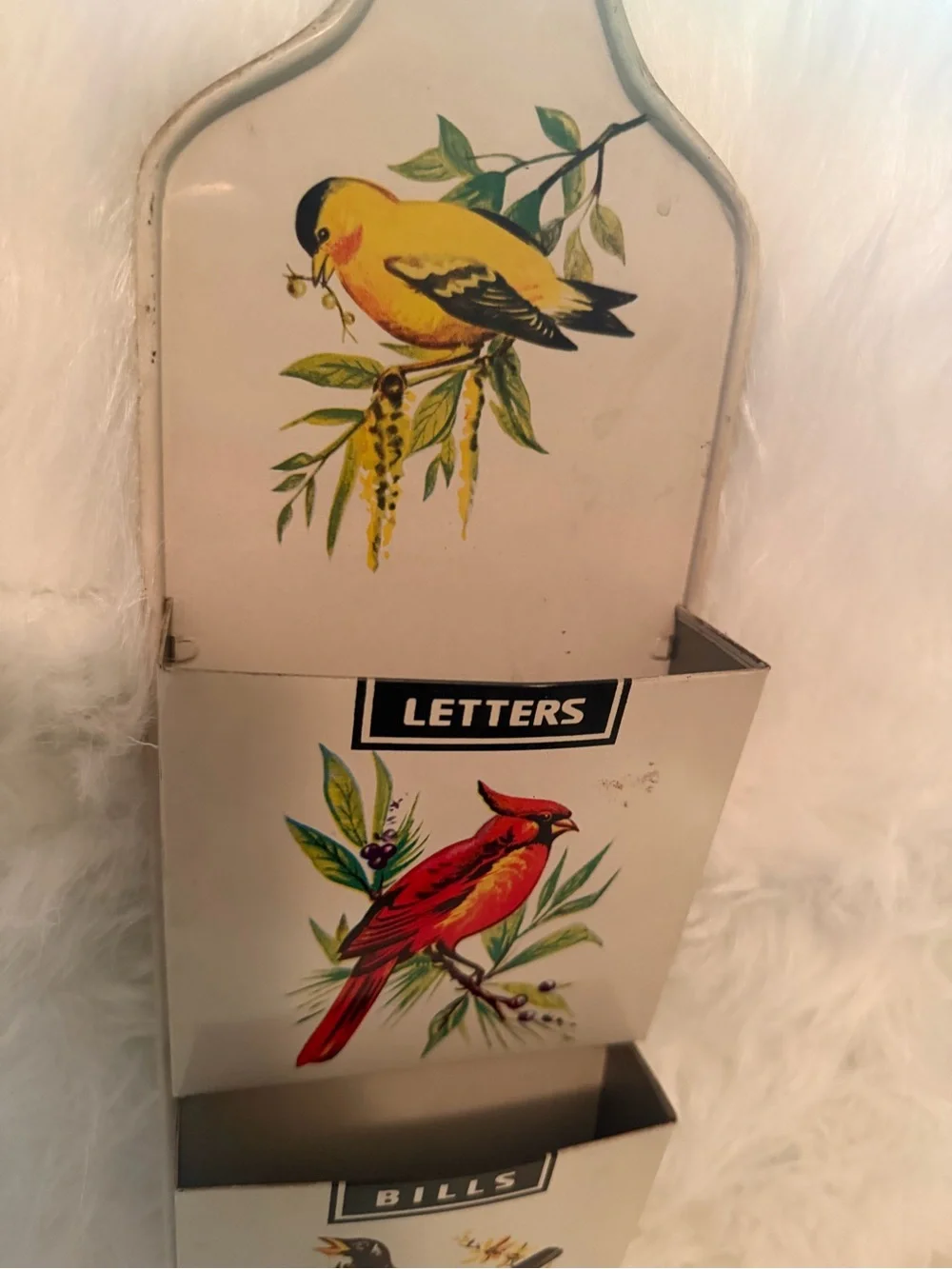 Vintage Bird Wall Organizer - Yellow, Red, Black Bird Motifs